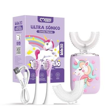 Imagem de MOMODENT Escova de Dente Eletrica Infantil, 360° Graus, 5 Modos, 4 Cabeças de Escova, Recarregável, Silicone Macio em Formato U, Limpeza Suave, Proteção Gengival, Portátil e Divertida, IPX7