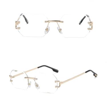 Imagem de VFDHN Óculos de sol octogonais sem aro de metal, masculino, moderno, feminino, retangular, sem moldura (8)