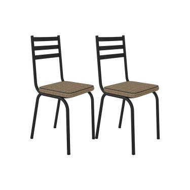 Imagem de Kit Com 02 Cadeiras 118 Preta Corino Rattan Artefamol