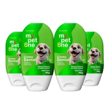 Imagem de Combo 4 Creme Dental Mypetone para Cães e Gatos, Sabor Menta, 90g, Kit com 4 Unidades