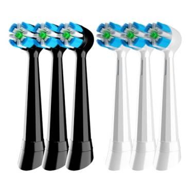 Imagem de 6 cabeças de substituição iO compatíveis com escova de dentes elétrica Oral B iO Series, embaladas individualmente, branca/preta