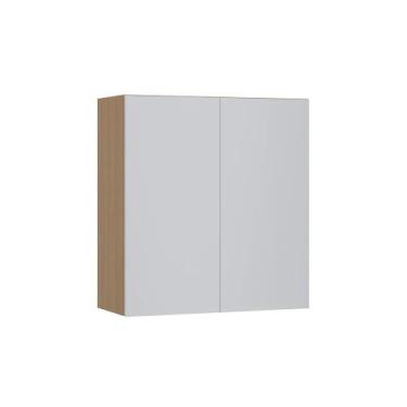 Imagem de Armário de Parede Modulado 80cm 2 Portas Slim Luciane, Freijó/Cinza Cr