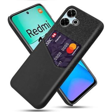 Imagem de Capa para Xiaomi Redmi 13 4G,Tela e tampa de couro PU,Antideslizante,360°cobertura completa à prova de choque com 1 slot de cartão atrás,Prevenção de queda-Black