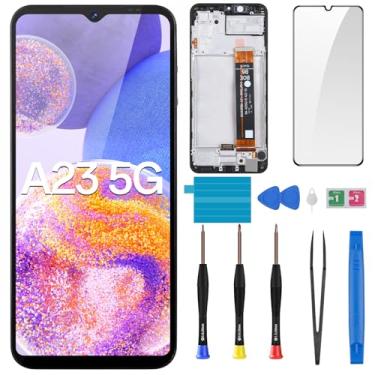 Imagem de BESJMYT Kit de ferramentas de reparo de vidro para Samsung Galaxy A23 5G, tela LCD, digitalizador sensível ao toque, com botão lateral de moldura, alto-falante, vibração, motor, vidro, reparo, kit