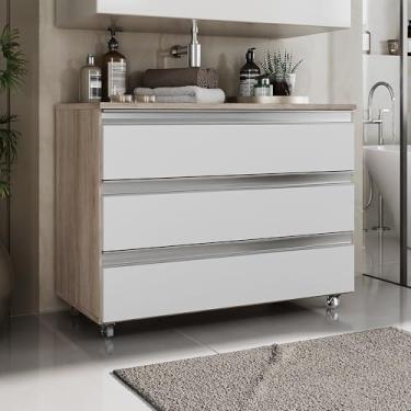 Imagem de Gabinete Joia 80cm 03 Gavetas Madeirado Branco