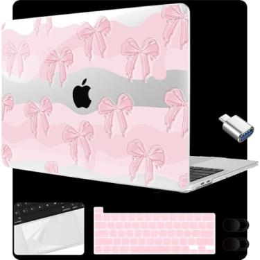 Imagem de MEEgoodo Capa para MacBook Pro de 13 polegadas 2022 2021 2020 A2338 M2/M1 A2251 A2289 com Touch ID, capas rígidas transparentes para laptop com capa para webcam, filme trackpad e adaptador tipo C