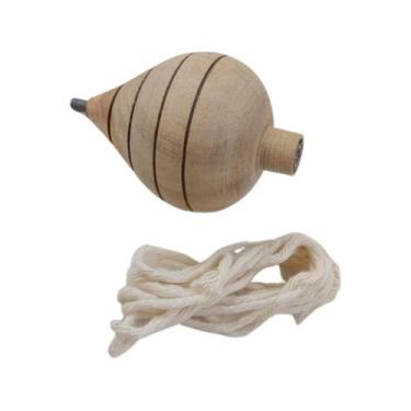Imagem de Pião de Cela Madeira Brinquedo Classico Com Cordão Fieira - BENI Brinq