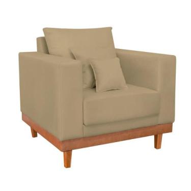 Imagem de Poltrona Living Resistente Suede Base Madeira com Almofadas - Balaqui 