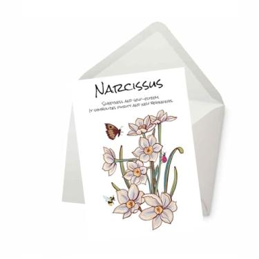 Imagem de PICTURE THIS PRINTS Flor de nascimento de narciso, significado de flor de nascimento de dezembro para aniversário, cartão de felicitações narciso, cartão de aniversário floral, saudação inspirada na