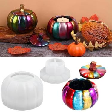 Imagem de Molde organizador de abóbora de silicone, molde de pote de abóbora com tampa, recipiente de armazenamento, molde de resina de abóbora, vaso de flores, cimento de concreto, molde de gesso para
