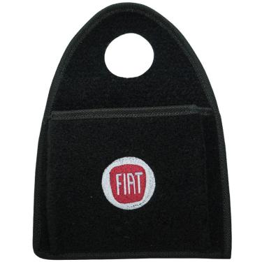 Imagem de Lixeira Lixinho Automotiva Carro Carpete Logo Bordado Fiat Vermelho para Câmbio Preta