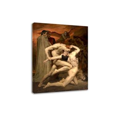Imagem de LXURY Bouguereau.Dante e Virgil in Hell. Reprodução de pinturas famosas. Arte de parede em tela. Pôsteres e impressões. Imagem para decoração de casa 70 x 91 cm Moldura interna