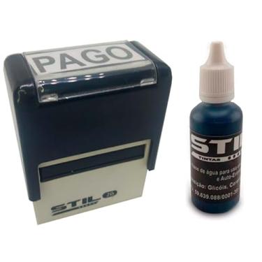 Imagem de Carimbo Automático Stilo 20 / Pago, Tubo de Tinta, Preto