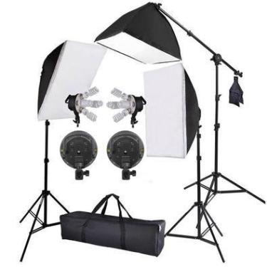 Imagem de Estúdio De Iluminação Eros, Com Softbox 50x70, Tripé Girafa, 220v - Pk-sb03