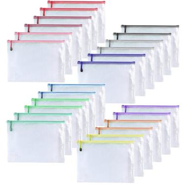 Imagem de Oaimyy - 24 Peças De Bolsa Malha Com Zíper 3" X 5", Pastas Arquivo Plástico, Sacos Quebra-Cabeça Para Organização, Materiais Escritório (Multicolorido)