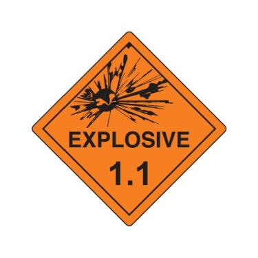 Imagem de ComplianceSigns. Com Sinal de segurança explosivo 1.1 DOT, 27,3 cm magnético para materiais perigosos, feito nos EUA