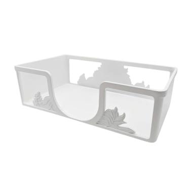 Imagem de Suporte de guardanapo branco para convidados, bandeja de guardanapo para suporte de toalha de mão de papel de banheiro, bandeja de armazenamento de guardanapos resistente para casamentos, festas e uso