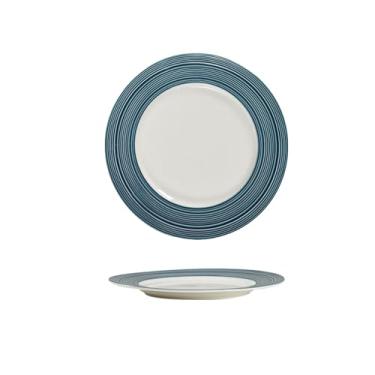 Imagem de Prato plano de comida ocidental de cerâmica listrada casa hotel restaurante prato de sobremesa azul -21 cm
