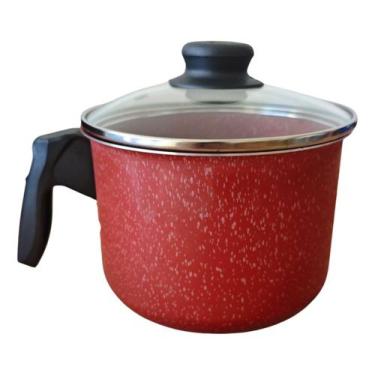 Imagem de Fervedor Rl Caneca Leiteira Vermelho Tampa De Vidro 1.2L