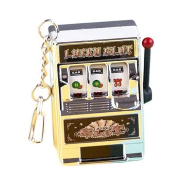 Imagem de Dynwave Mini caça-níqueis de brinquedo, mini jogo de fliperama, chaveiro de aniversário, máquina de frutas, pingente, decoração de festa para meninos, meninas, PRATA