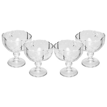 Imagem de Conjunto 4 Taças para Sobremesa Wolff Butterfly 200ml Vidro Incolor com Relevo Elegante