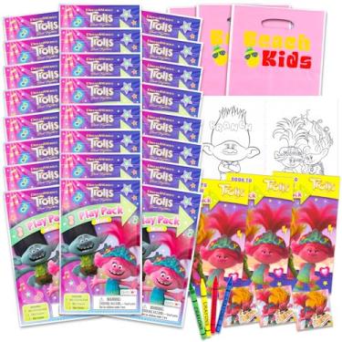 Imagem de DreamWorks Conjunto De Mini Lembrancinhas De Festa Trolls Para Crianças - Pacote Com 24 Pacotes Mini Trolls Grab N Go Play Com Páginas Para Colorir E Muito Mais (Suprimentos Para Festas De Aniversário
