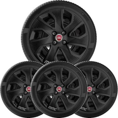 Imagem de 4X Calota Fiat Grand Siena Punto Palio Aro 15 Preto 214Cp