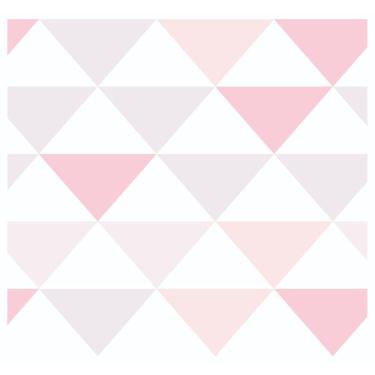 Imagem de Papel De Parede Adesivo Abstrato Triângulos Rosa 300X52Cm