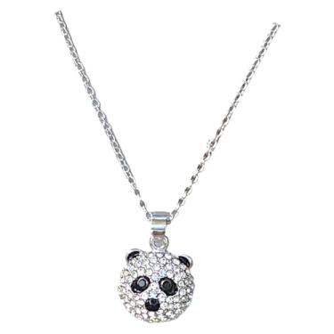 Imagem de BlueRica Colar com pingente de aço inoxidável com contas de cristal – coruja, golfinho, pelúcia, urso panda, gato, elefante, 16 Inches, Aço inoxidável, Sem Pedra Preciosa