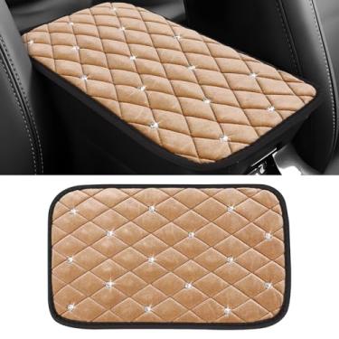 Imagem de Hovom Capa de console central de carro Bling 12,6" × 7,122 cm capa de apoio de braço fofa de strass de cristal para carros, almofada confortável para apoio de braço automotivo, protetor de descanso de