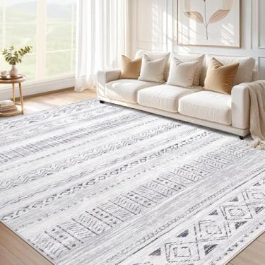 Imagem de cotiled Tapete de área para sala de estar, lavável e antiderrapante, tapete de área grande, tapete de piso baixo, macio, boêmio, para quarto e sala de jantar (cinza escuro, 1,5 x 20 cm)