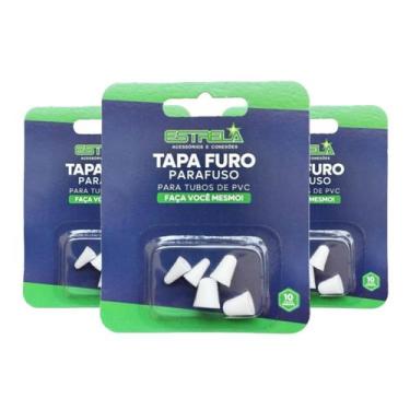 Imagem de Kit 3 estrela tapa furo parafuso pvc com 05 peças branco