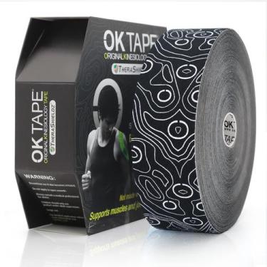 Imagem de (5 cm x 31,4 m) Fita cinesiológica OK TAPE PRO Bulk preta+branca