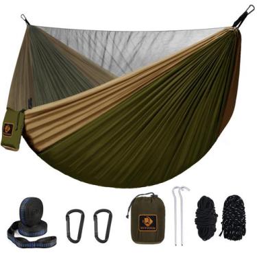 Imagem de Hammock Qevooon Camping com mosquiteiro verde e cáqui