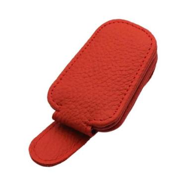 Imagem de Óculos De Sol Magnéticos De Couro Para Carro, Suporte Para Viseira Sol