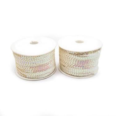 Imagem de Fio Trançado Paetê Branco Irisado 6mm 50m 140g - Macall