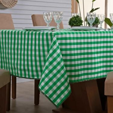 Imagem de Toalha de Mesa Oxford Xadrez 220 x 155 cm 100% Poliéster com Viés Reforçado (Xadrez Verde)