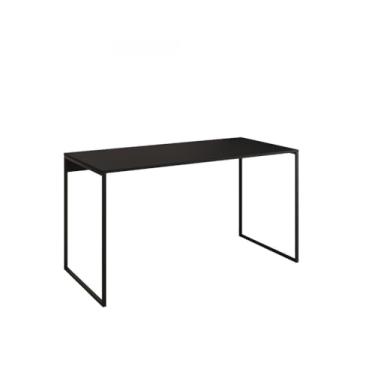 Imagem de Mesa Escrivaninha Para Escritório Industrial Grécia Base Ferro Tampo de 120x53cm em Madeira(PRETO/PRETO)