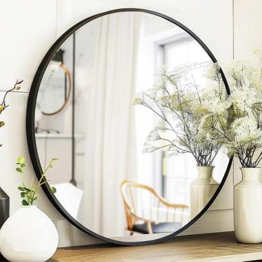 Imagem de Moldura de metal redonda para banheiro Mirror Sunniry Black Circle de 