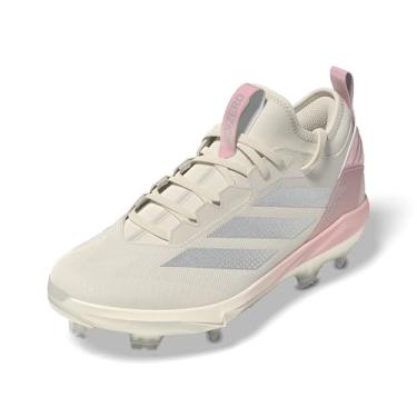 Imagem de adidas Tênis feminino de softbol Adizero Instinct+ 2.0 TPU, Branco giz/prata metálico/rosa claro, 38