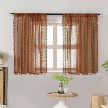 Imagem de Cortinas de janela de cozinha WAZZIO Terracotta Cotton Blend Crochet