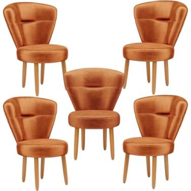 Imagem de Conjunto 5 Cadeiras para Cozinha Moderna Sala de Jantar Tecido Veludo MOBLAN decor (Terracota)