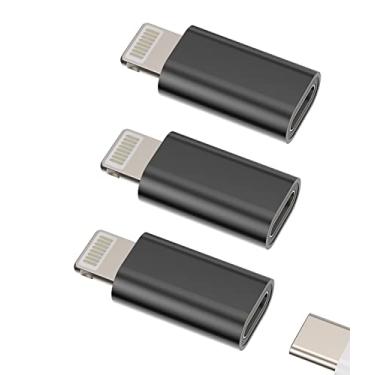 Imagem de Adaptador USB C fêmea para Lightning macho (pacote com 3) Cabo carregador tipo C, conversor de porta de carregamento, cabo de carregamento, conector de sincronização de dados para Apple para iPhone 14