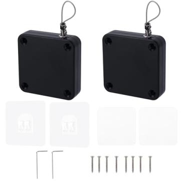 Imagem de Fukaisu 2 Peças Fecho Automático de Porta Tela com Cabo de Aço, Instalação Sem Impacto Fecho Automático Porta Deslizante para Uso Comercial e Residencial