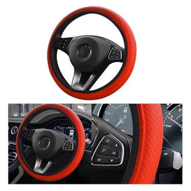 Imagem de Wuyaoyao Capa de volante de couro, antiderrapante, protetor de volante de carro, envoltório universal para rodas de 38 cm, acessórios de decoração de interiores de carro para mulheres e homens