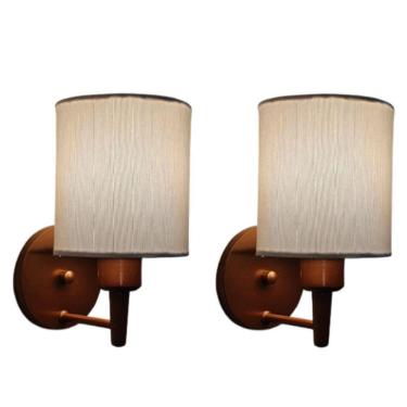 Imagem de Kit-2 Arandela Cilíndrica Md-2009 Base Cobre Cúpula Em Tecido 14x15cm Branca - Bivolt