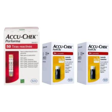 Imagem de 50 Tiras Reagentes Accu Chek Performa + 48 Lancetas Fastclix - Accu-ch