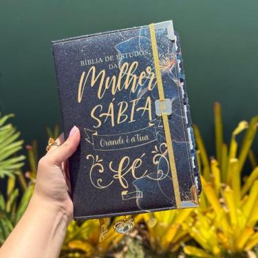 Imagem de Bíblia da Mulher Sábia de Estudos Realeza 100% Glitter com Abas adesiv