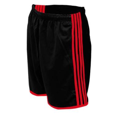 Imagem de Calção Futebol TRB Preto com Listras Vermelhas, G