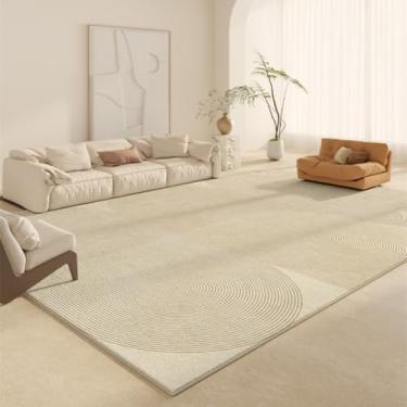 Imagem de Tapete decorativo estilo creme para sala de estar, listrado, geométrico, bege, confortável, macio, luxuoso, para quarto (80 x 120 cm (31 x 47 pol.)/AX026-3-E)